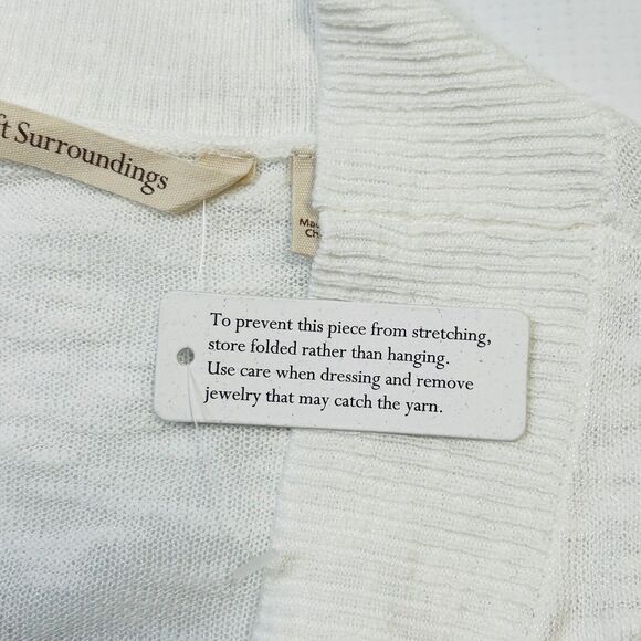 Soft Surroundings Playa Bonita Cardigan Women Med Ivory Sweater Open Front 2DF38 - Picture 8 of 12